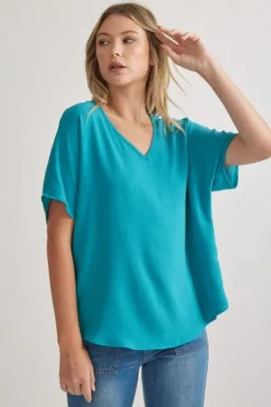Ocean Blue S/S V Neck Dolman