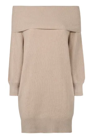Off-the-shoulder cashmere sweater