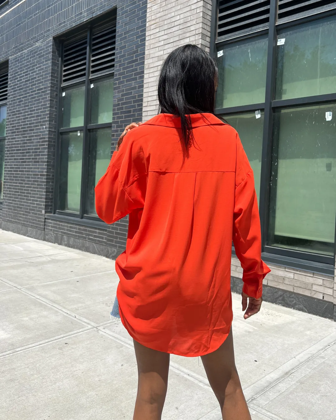Orange Oversized Button Up Shirt