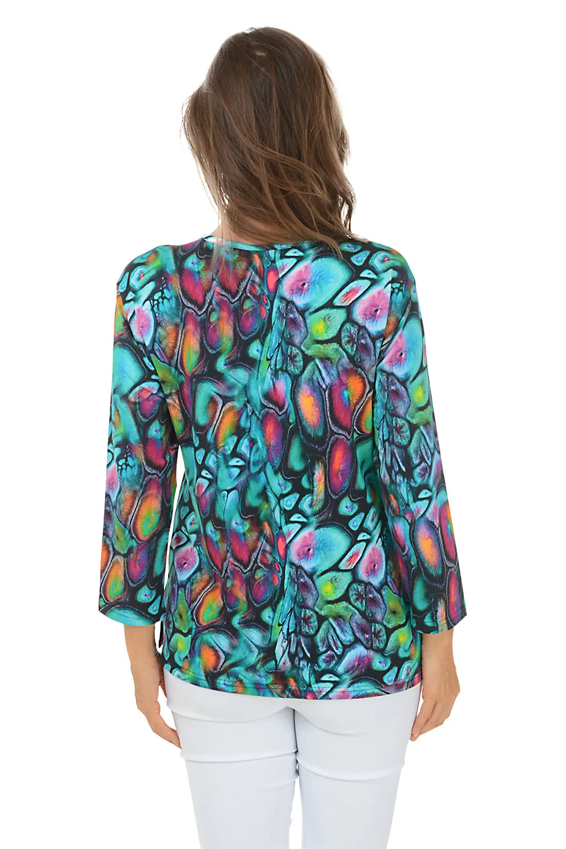 Petite Jewel Triple Button Placket Top