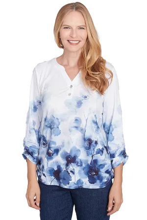 Petite Pansy Silhouettes Ruched Top