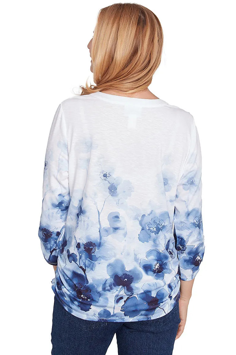 Petite Pansy Silhouettes Ruched Top