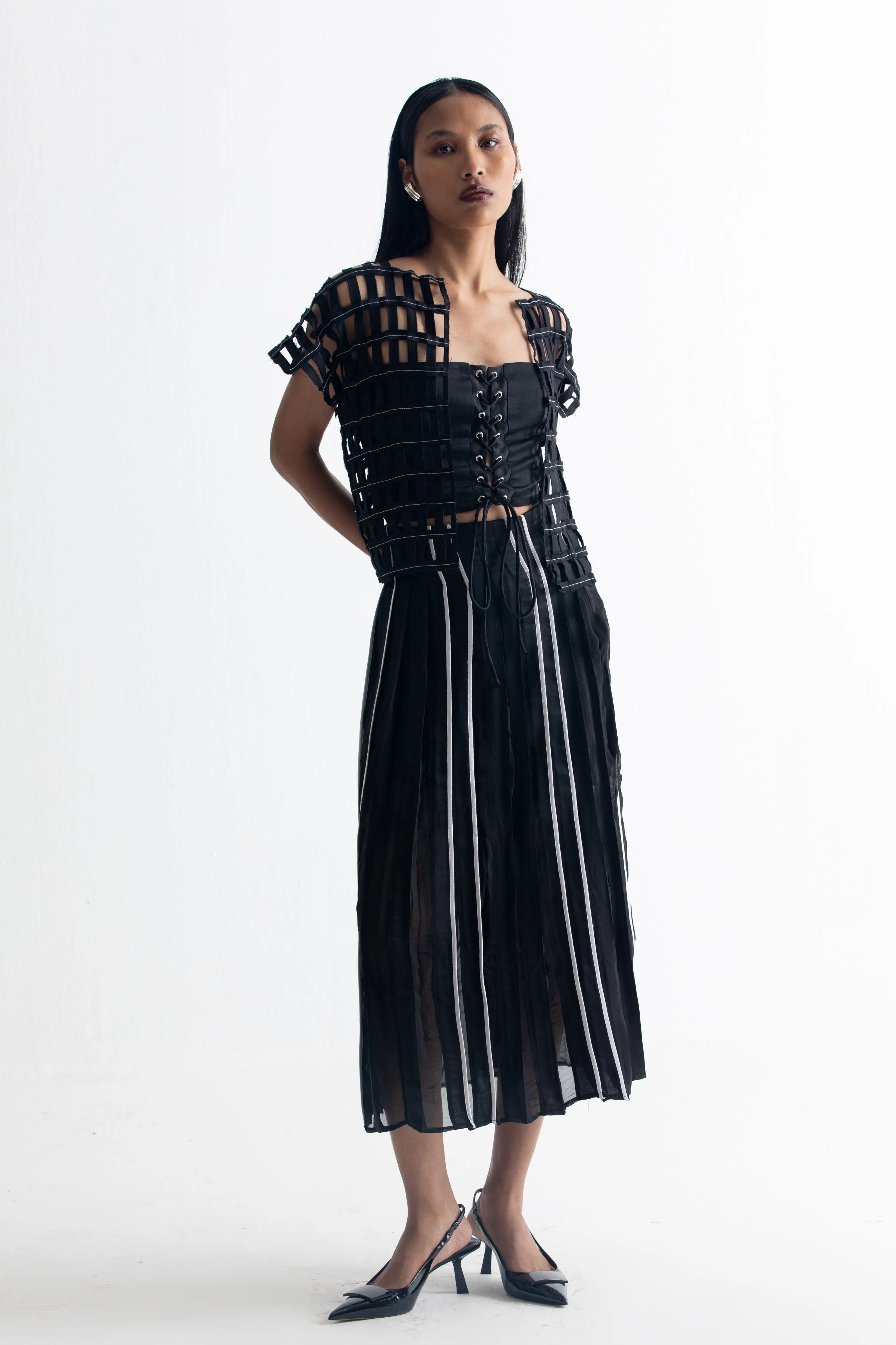 Pleated A-line Skirt