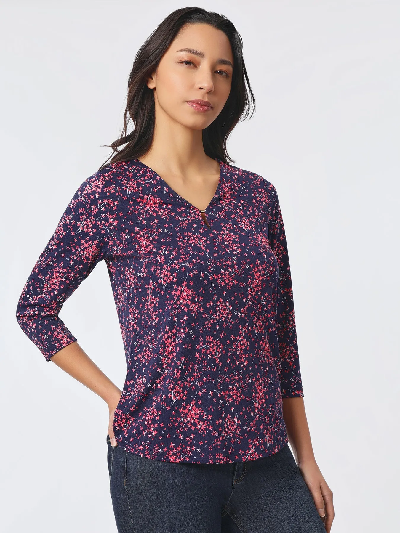 Plus Size Keyhole Neckline Moss Crepe Top