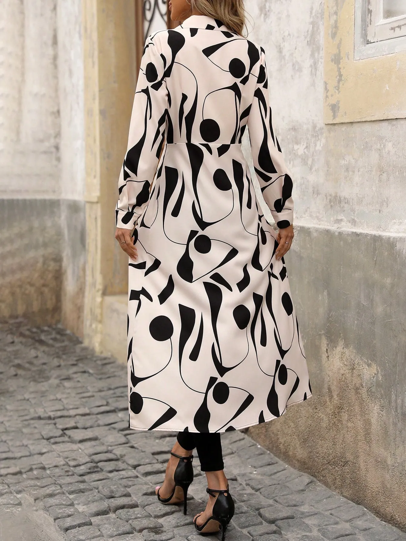 Printed Button-Up Long Shirt