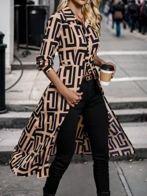 Printed Button-Up Long Shirt