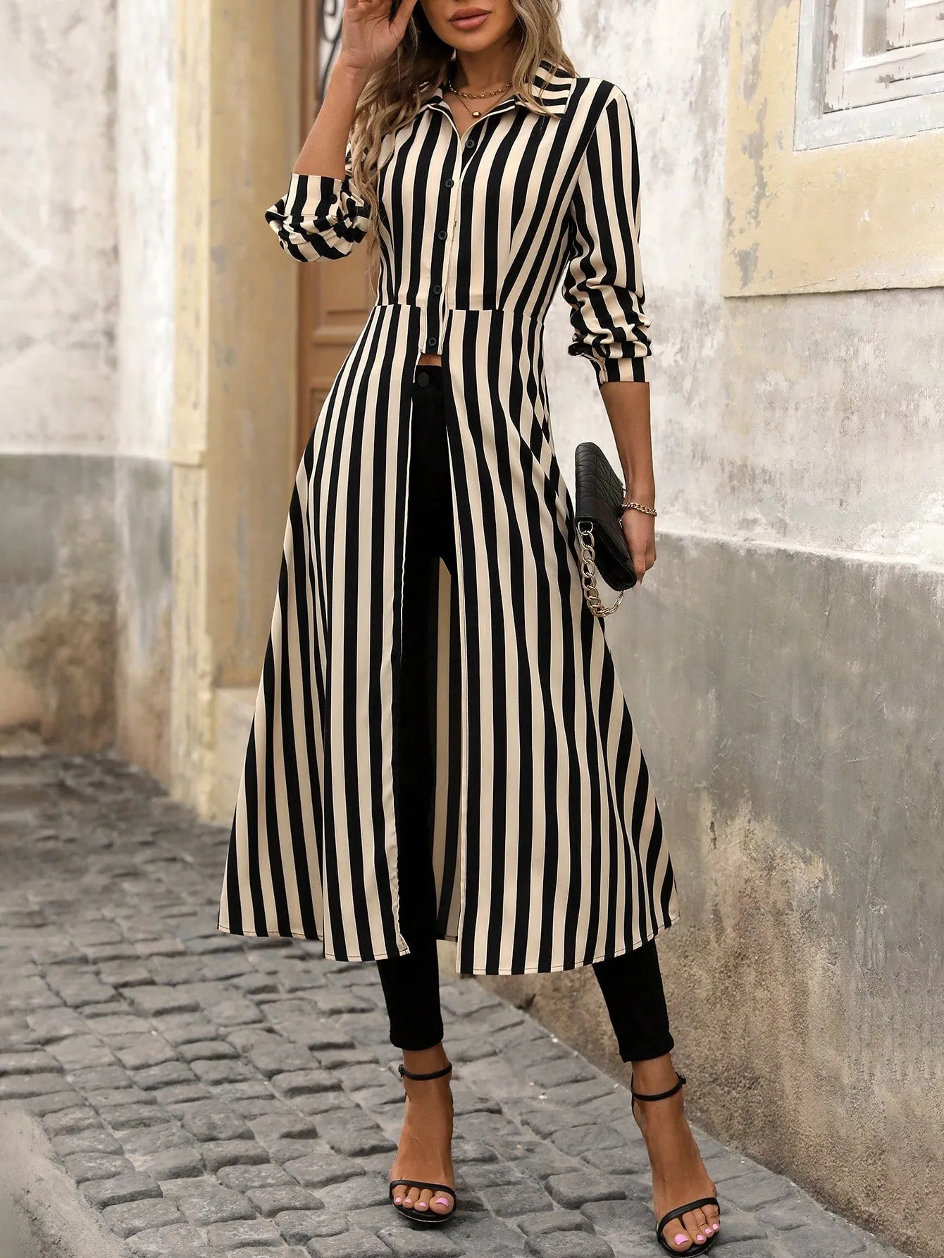 Printed Button-Up Long Shirt