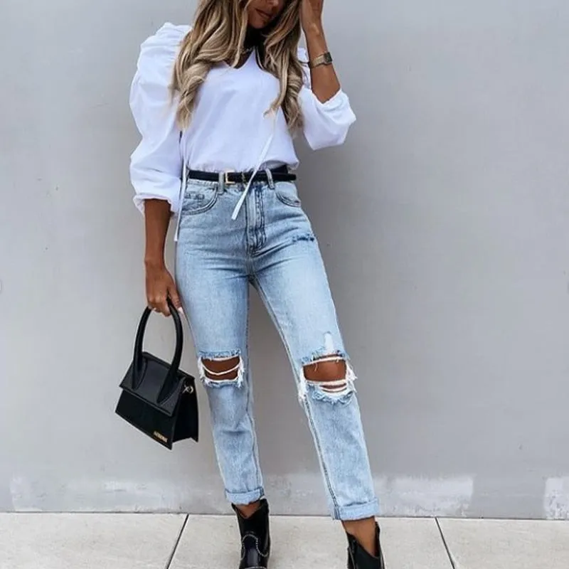 Puff Sleeve V-Neck Top