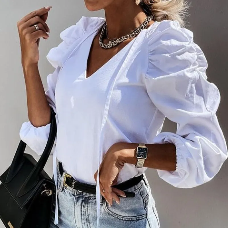 Puff Sleeve V-Neck Top