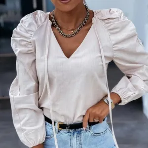 Puff Sleeve V-Neck Top