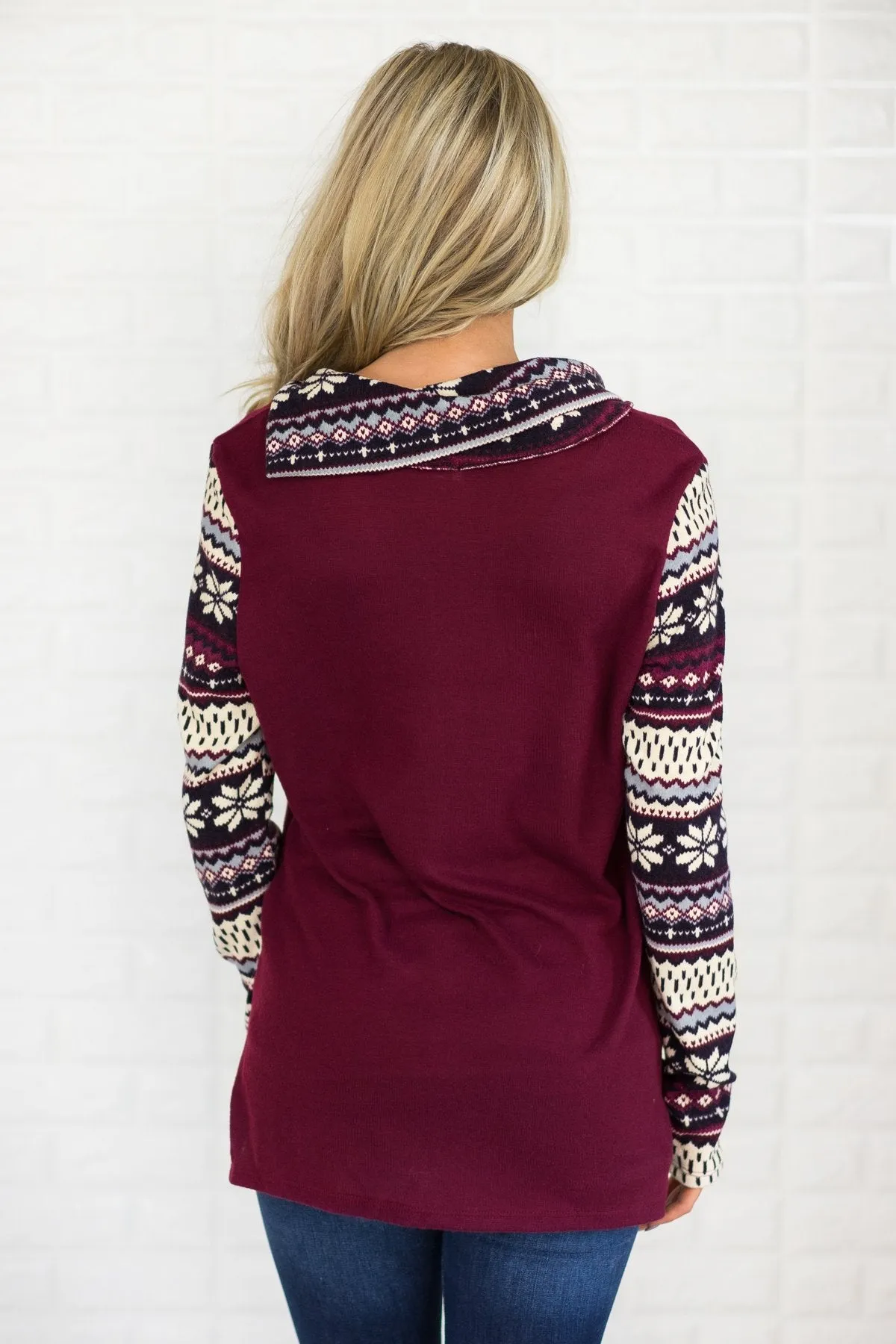 Purple Snowflake Button Sweater