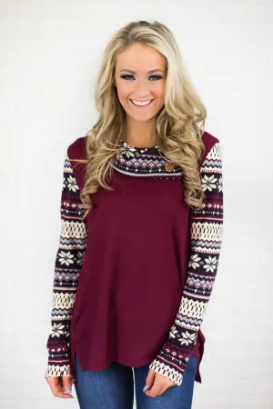 Purple Snowflake Button Sweater