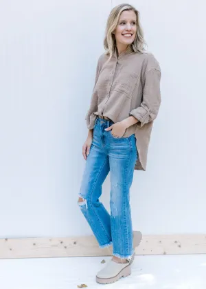 QX Gauze Taupe Top