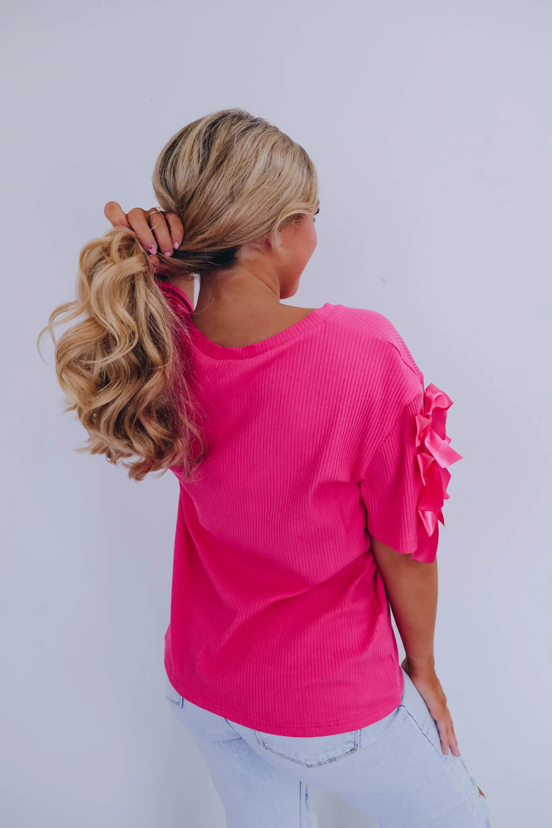 Raina Ribbon Detail Top - Pink