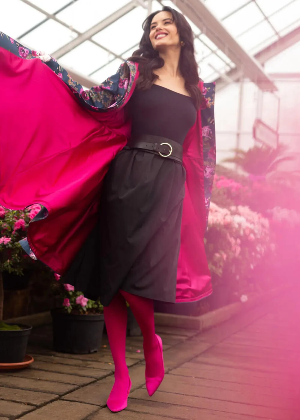 RainSisters Misty Rose Water-Repellent 50's Raincoat Blue