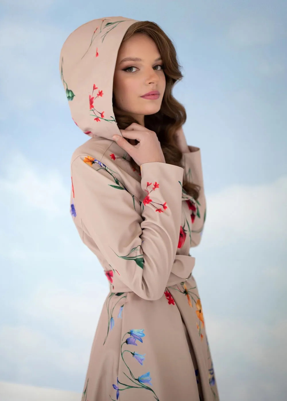 RainSisters Spring Blossom Water-Repellent 50's Raincoat Beige