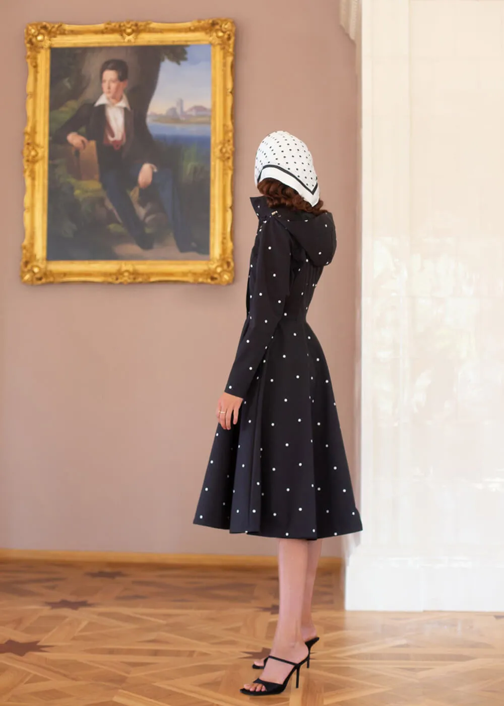 RainSisters Timeless Polka Dots Water-Repellent 50's Raincoat Black