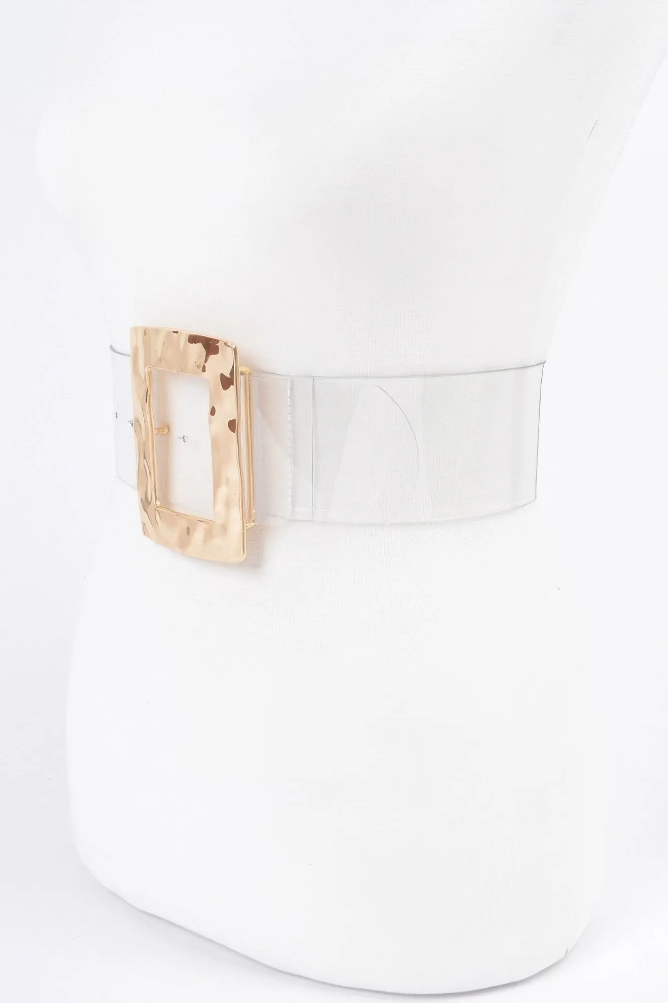 Rectangle Metal Buckle Clear Belt