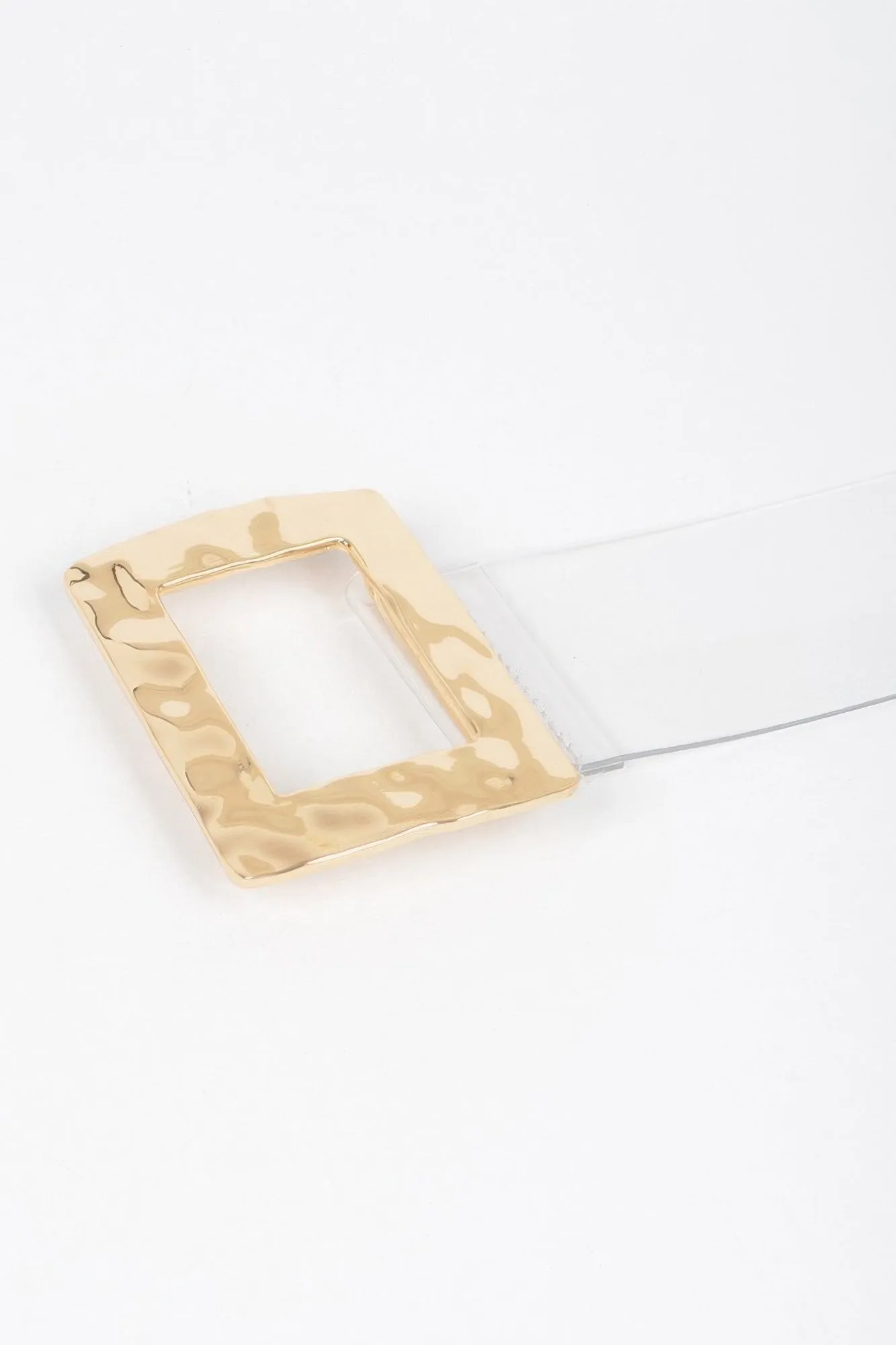 Rectangle Metal Buckle Clear Belt