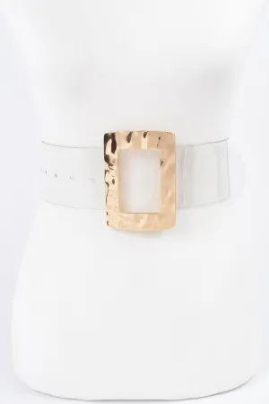 Rectangle Metal Buckle Clear Belt