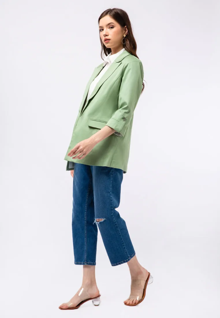 Regular Fit Rolled Up Sleeves Blazer
