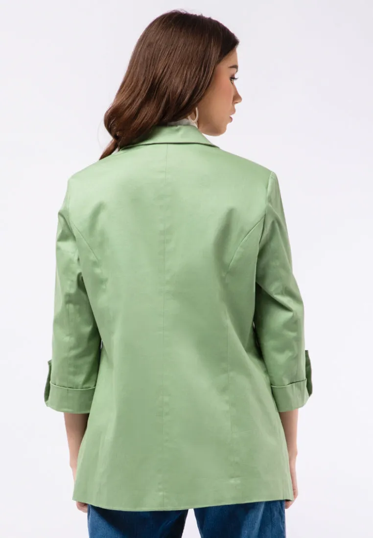 Regular Fit Rolled Up Sleeves Blazer