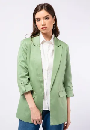 Regular Fit Rolled Up Sleeves Blazer
