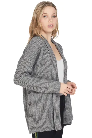 Ribbed Button Cardigan (Medium Grey)