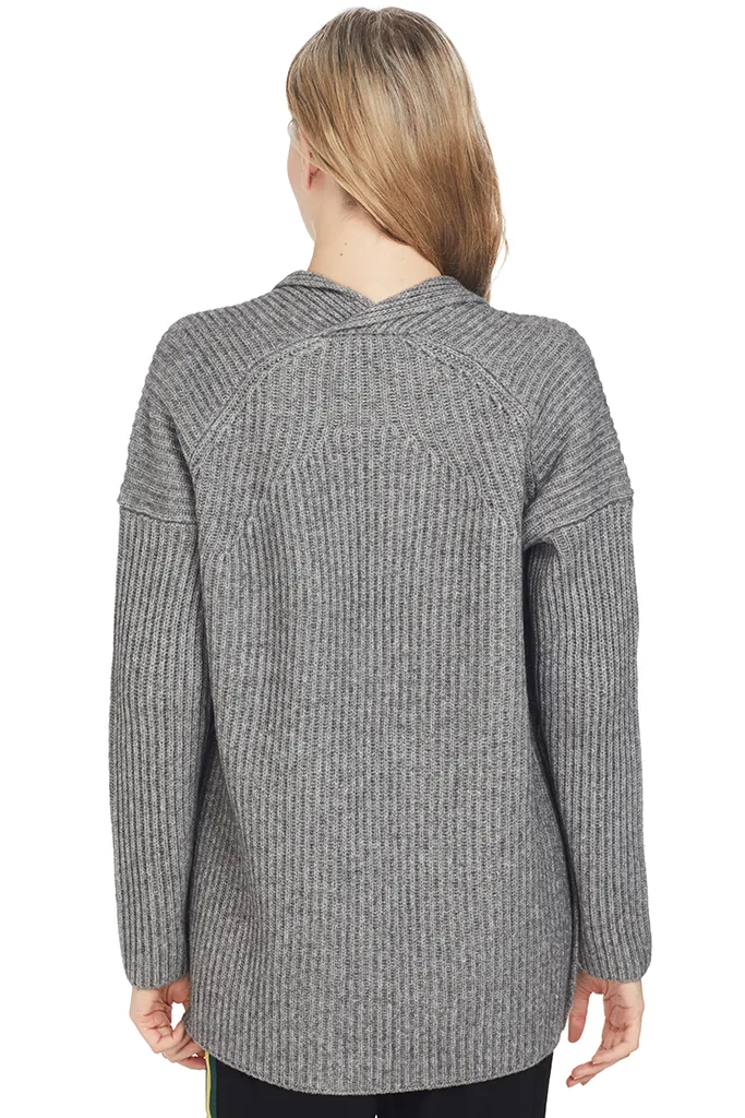 Ribbed Button Cardigan (Medium Grey)