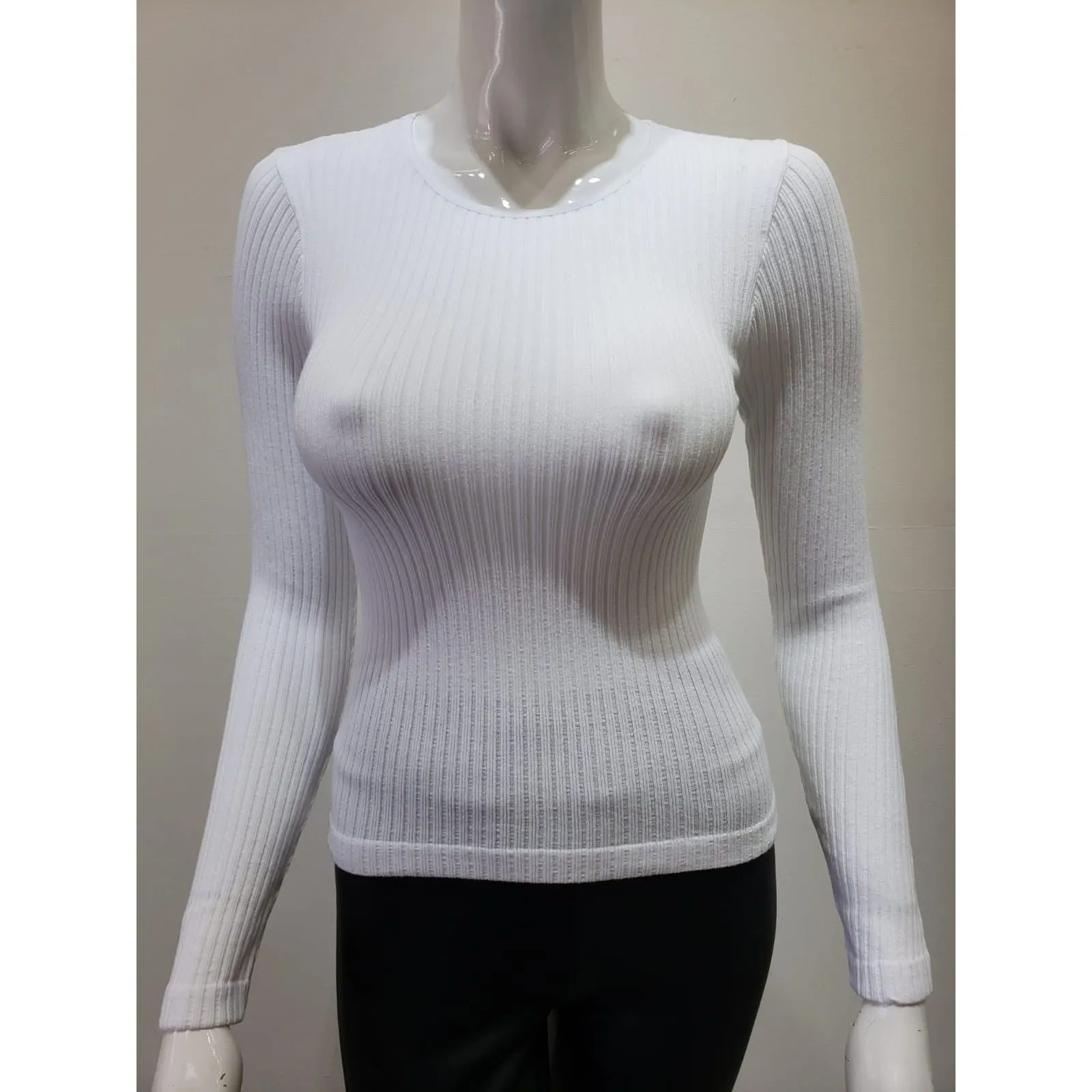 Ribbed Round Neck Seamless Top