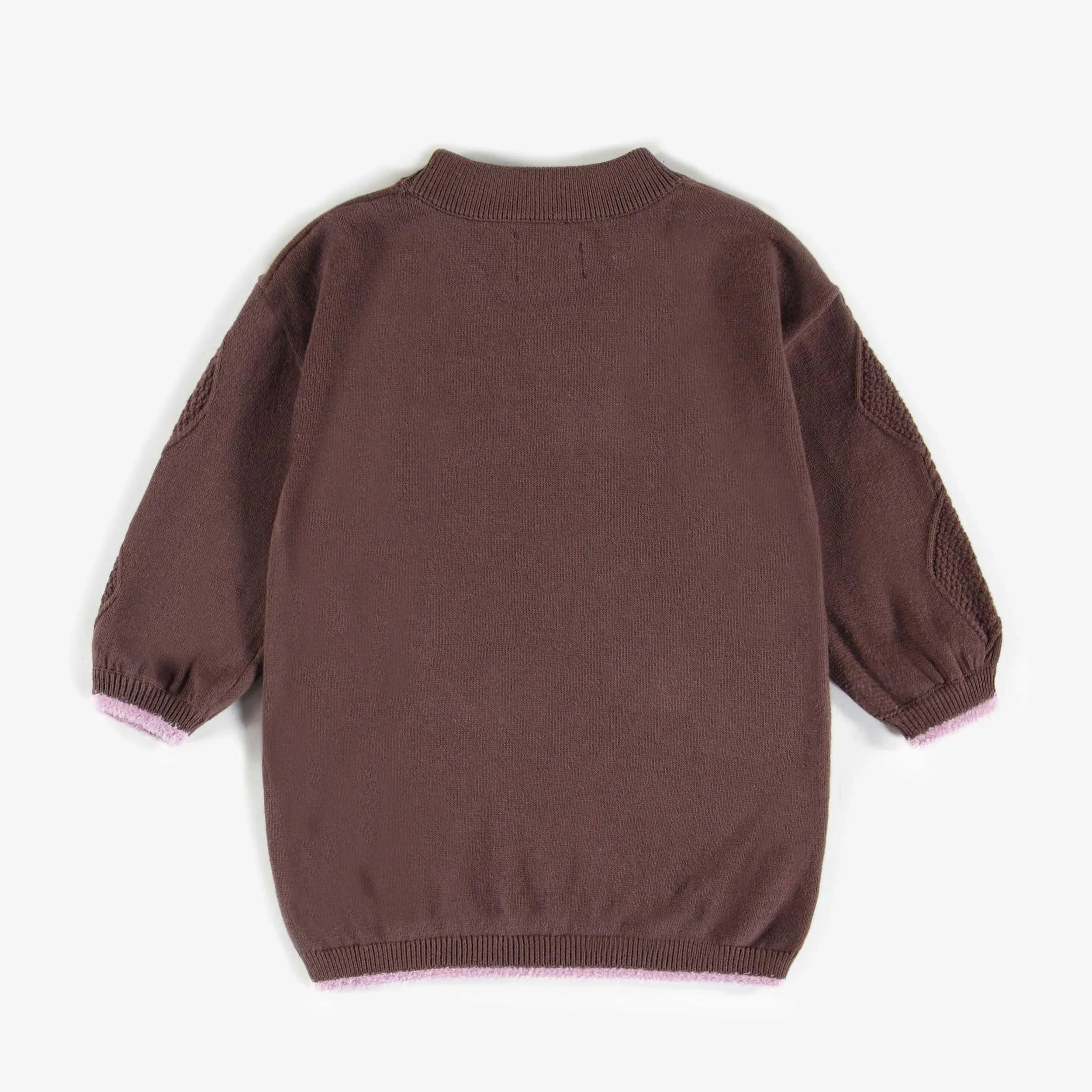 Robe de maille brune joli paon, bébé  || Brown knitted dress cute peacock, baby