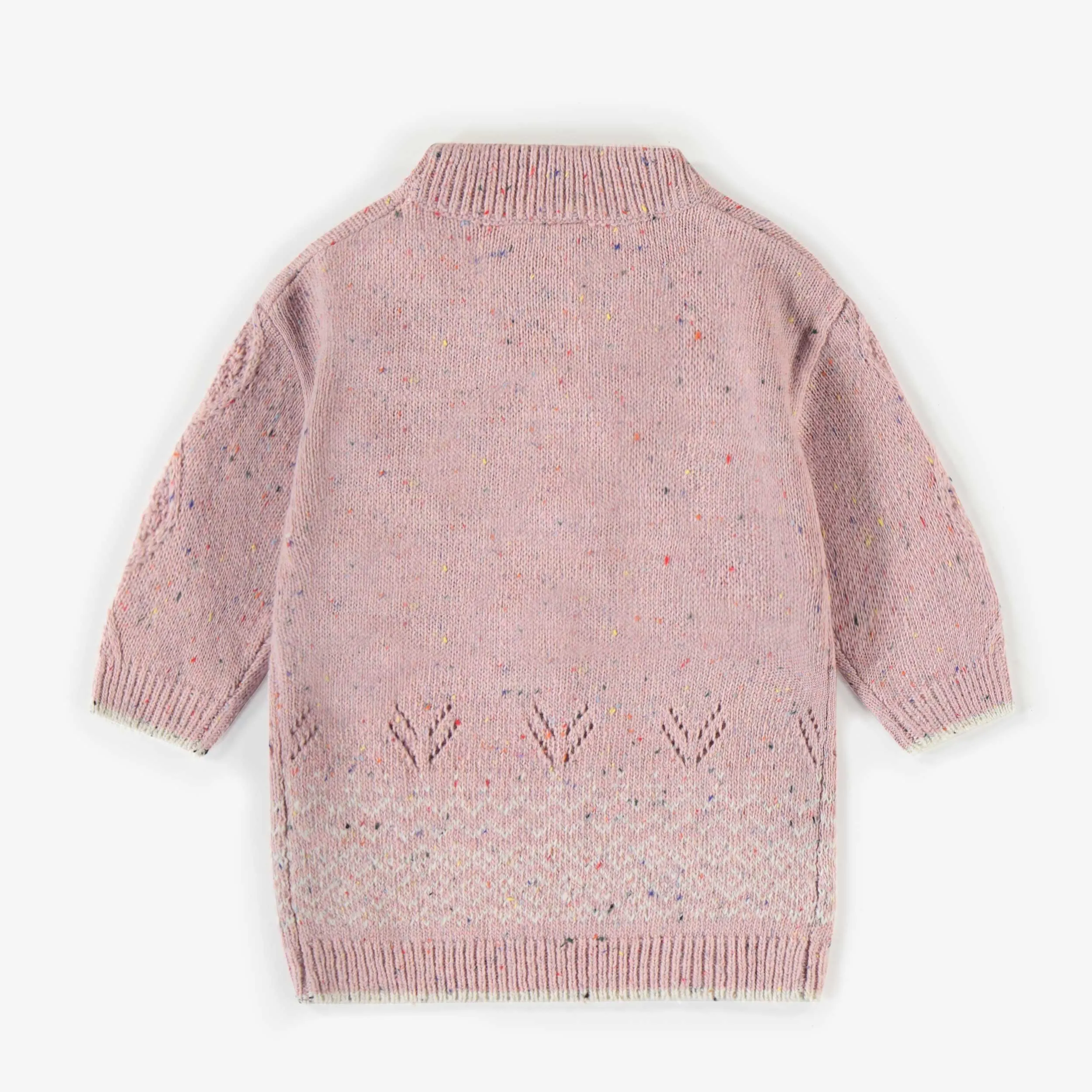 Robe de maille rose à col montant, naissance || Pink knitted dress with high collar, newborn