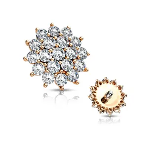 Rose Gold Grand Sparkle Flower Dermal Anchor Top
