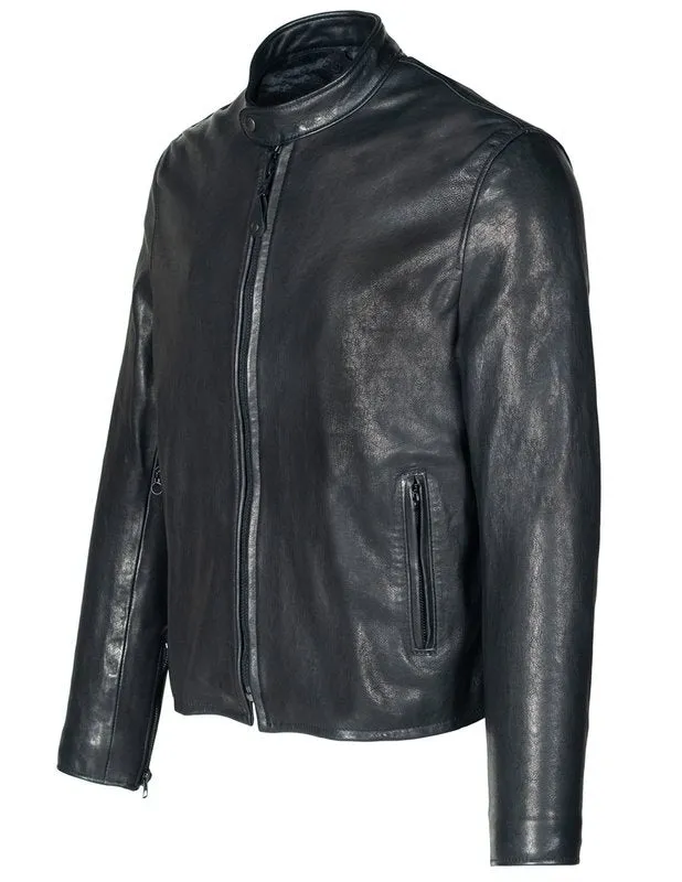 Schott P234 Men's Vegetable Tanned Lambskin Cafe Racer Jacket - Black