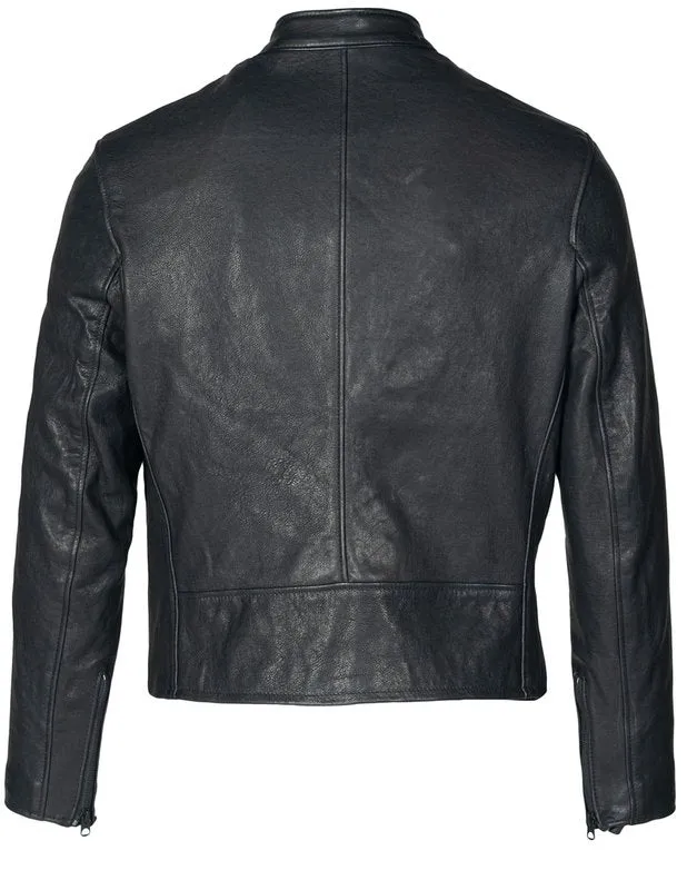 Schott P234 Men's Vegetable Tanned Lambskin Cafe Racer Jacket - Black