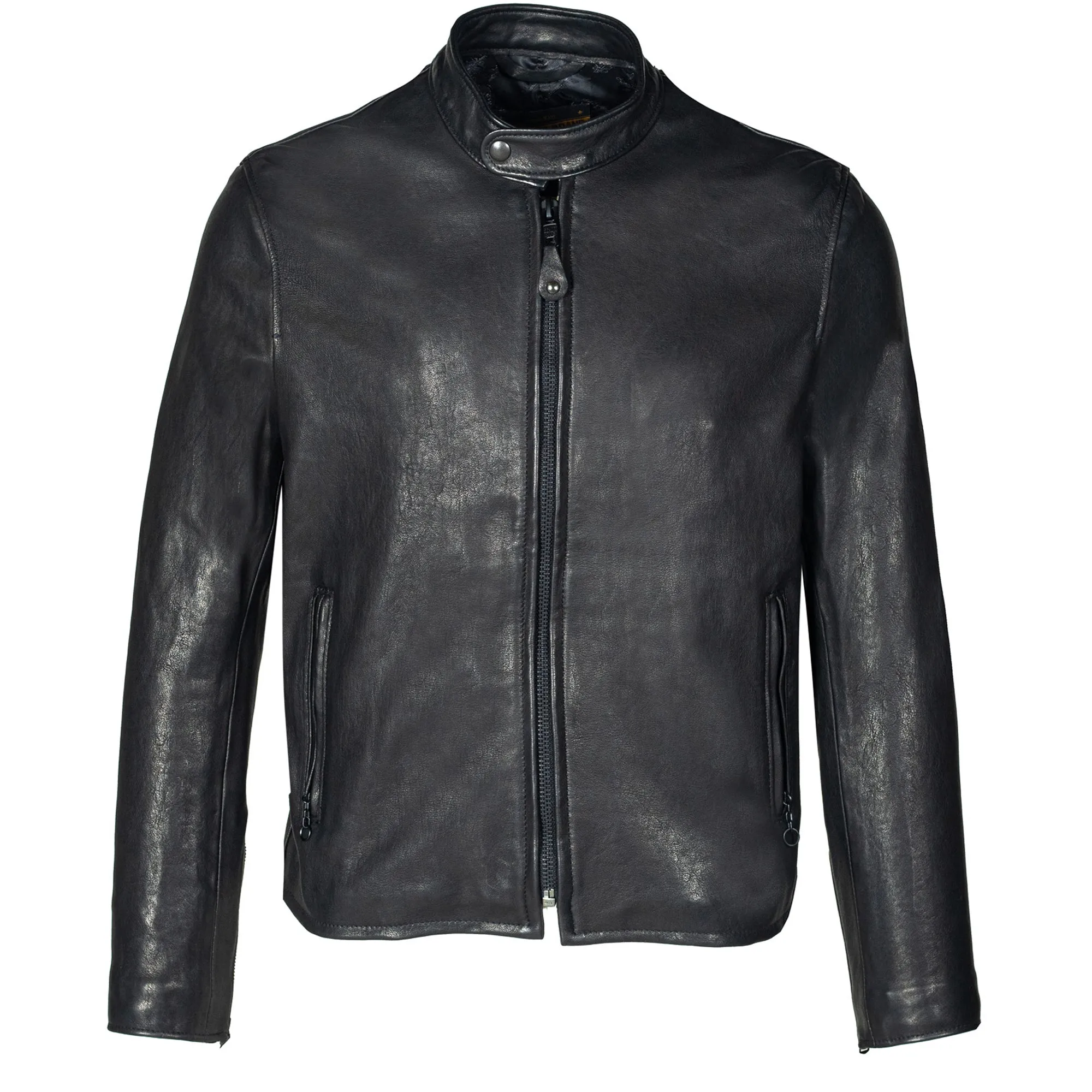 Schott P234 Men's Vegetable Tanned Lambskin Cafe Racer Jacket - Black