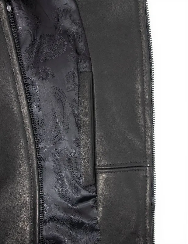 Schott P234 Men's Vegetable Tanned Lambskin Cafe Racer Jacket - Black