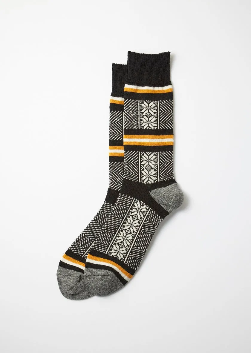 Ski Jacquard Crew Socks - Black