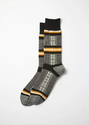 Ski Jacquard Crew Socks - Black