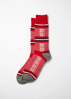 Ski Jacquard Crew Socks - Red