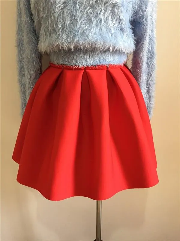 skirt space cotton elastic force high waist skirt pleated skirts women tutu skirt saia polychromatic casual
