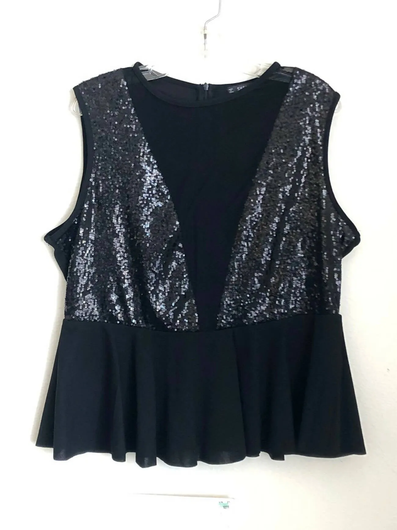 Sparkling deep V neck bedazzled top