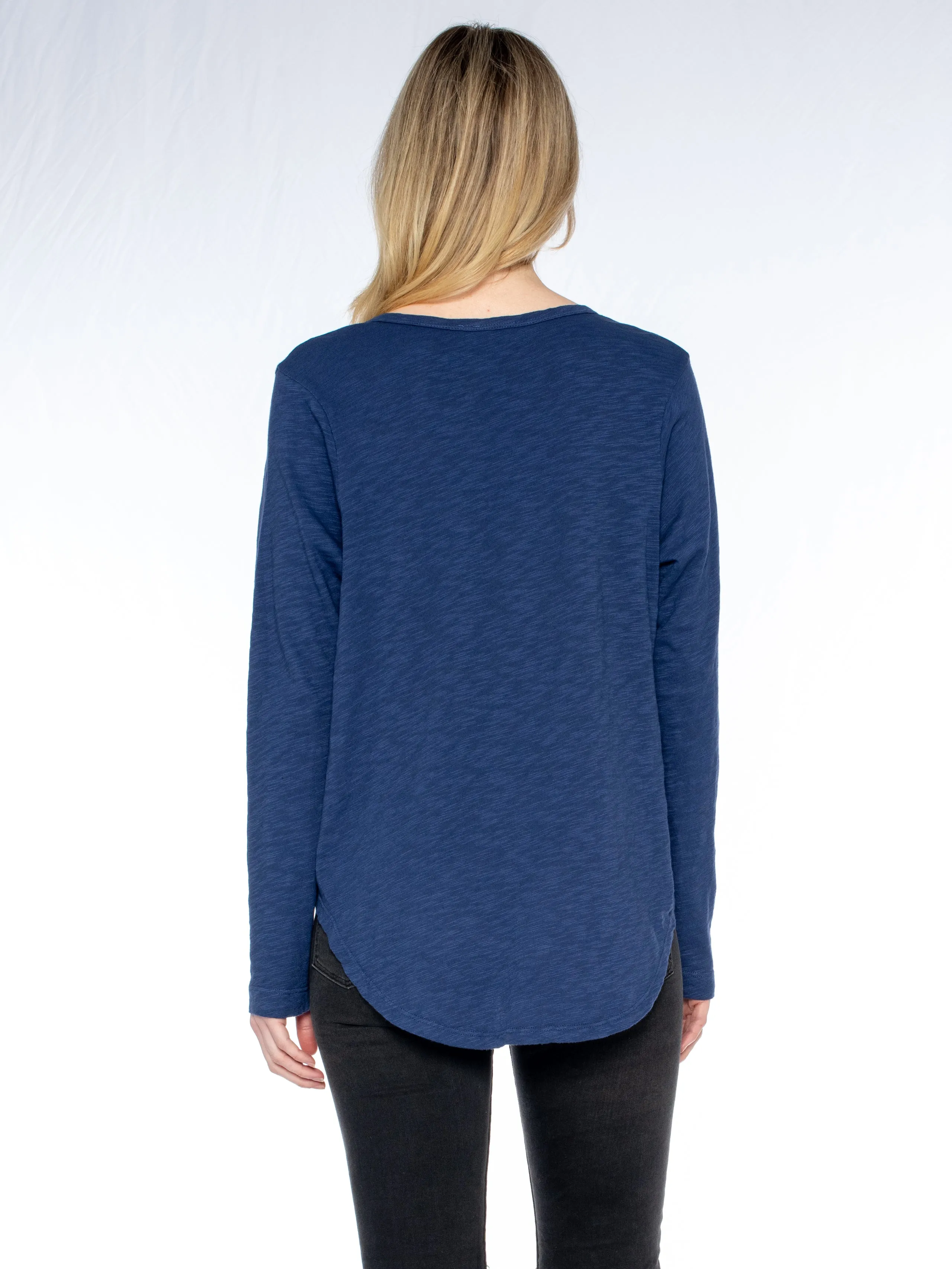 Split Neck L/S Shirttail Tee