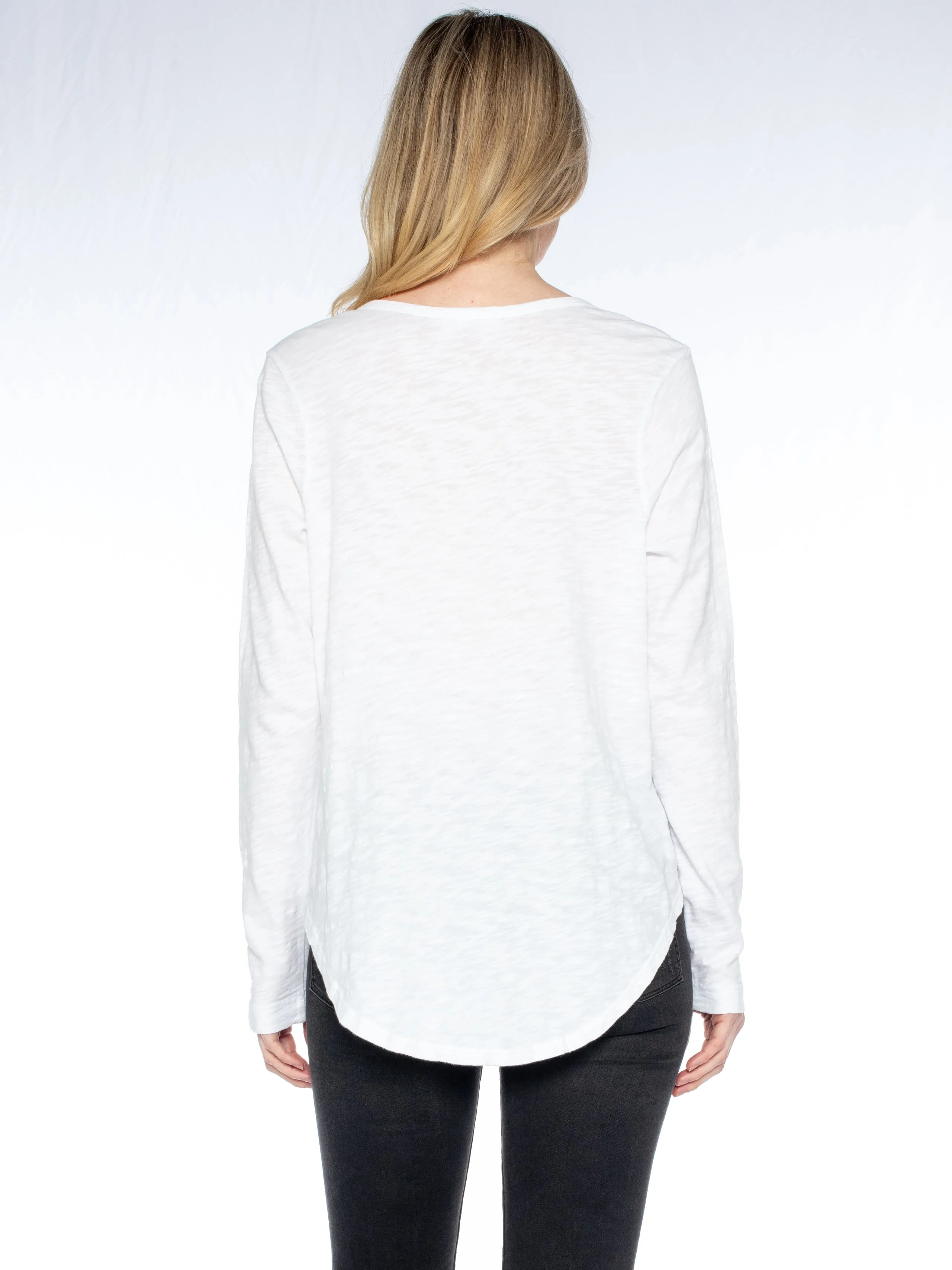 Split Neck L/S Shirttail Tee
