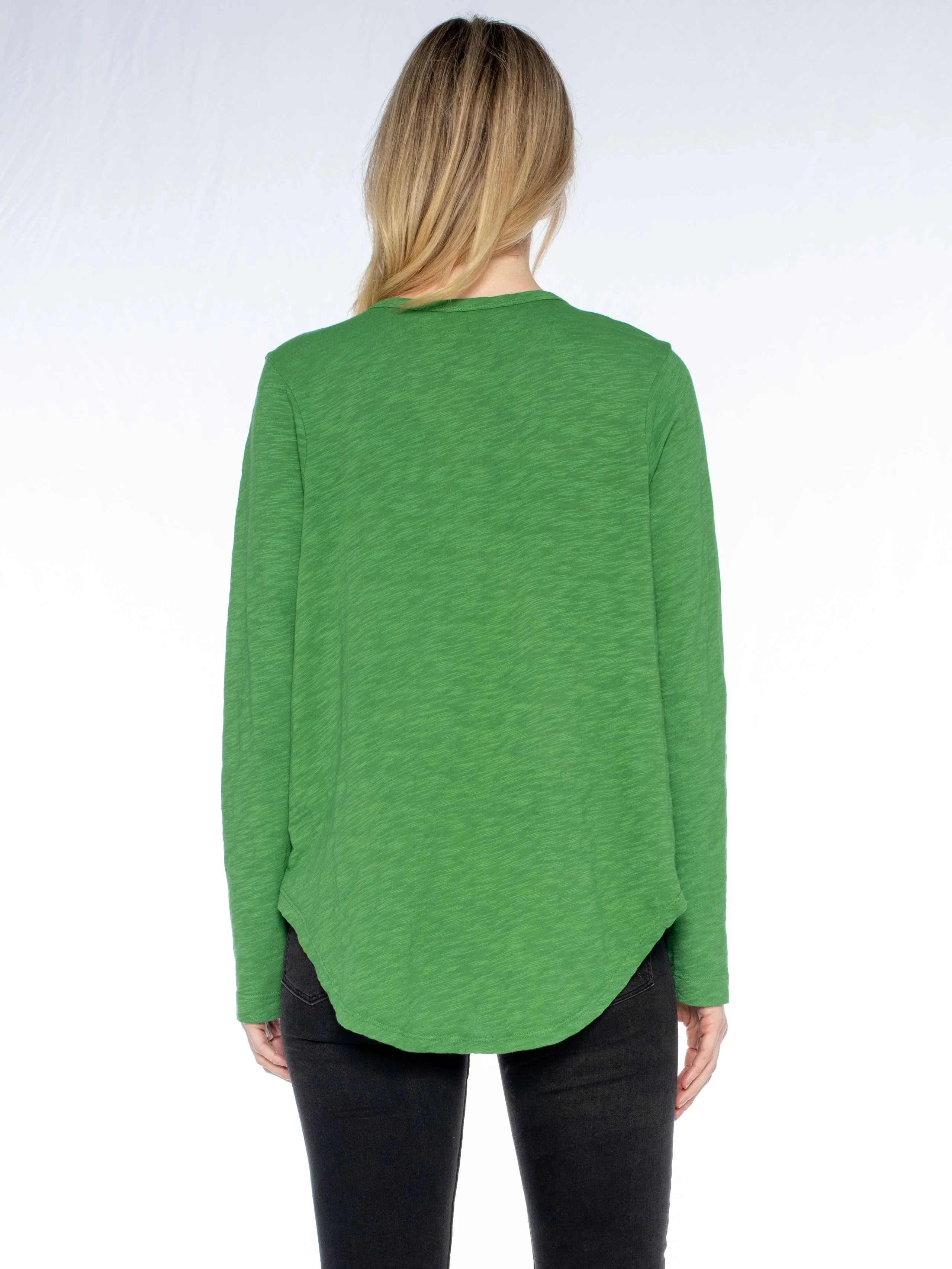 Split Neck L/S Shirttail Tee