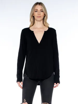 Split Neck L/S Shirttail Tee
