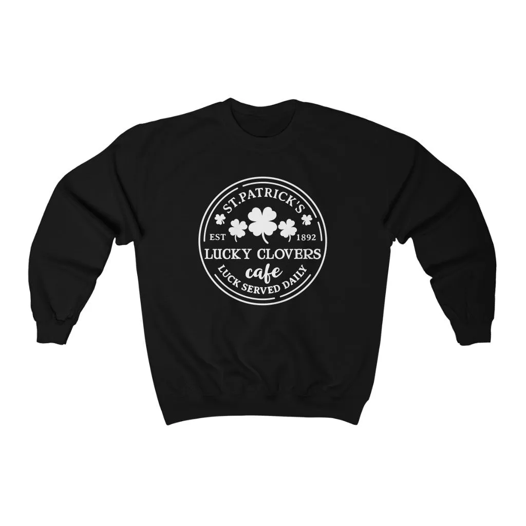 St. Patrick's Lucky Clovers Cafe Crewneck Pullover