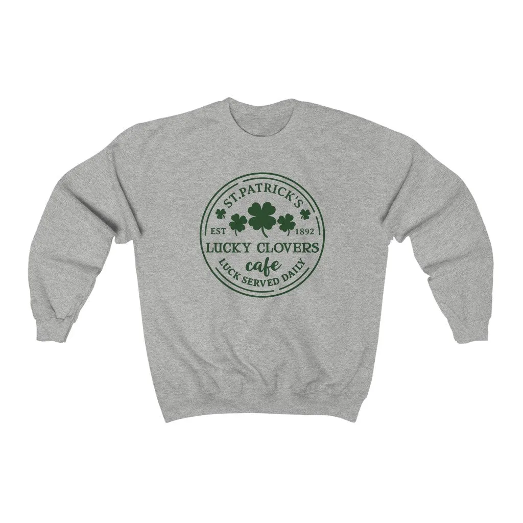St. Patrick's Lucky Clovers Cafe Crewneck Pullover