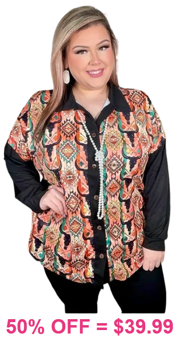 Steer & Tribal button up top