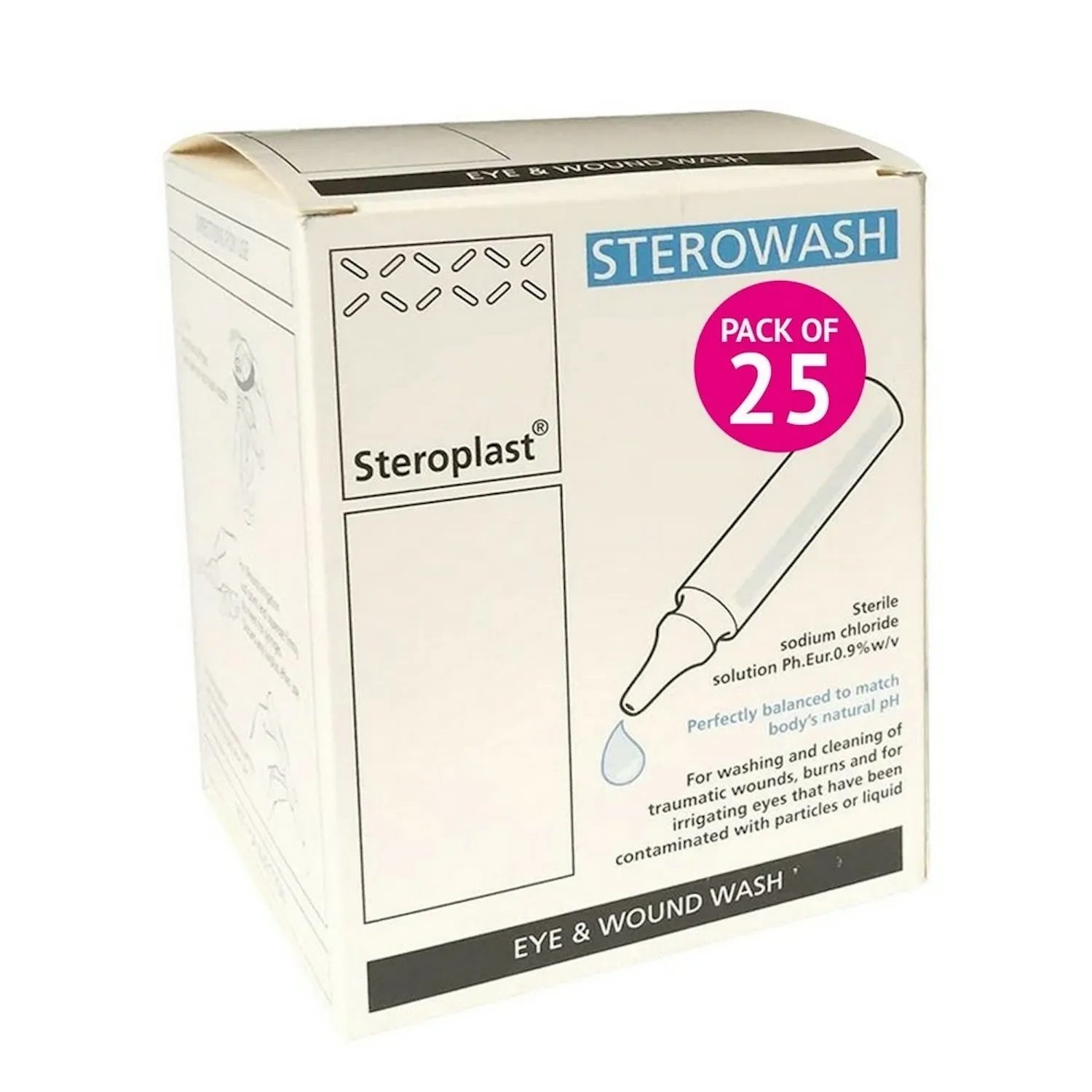 Steroplast Eye/Wound Wash Solution Pods | Sterile | 20ml | Pack of 25